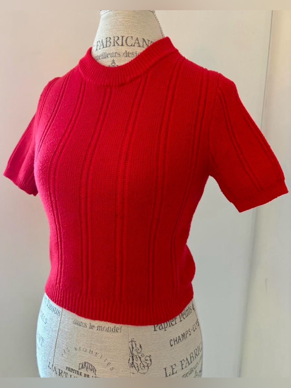 Zara Vibrant Red Ribbed Knit Top - Picture 2 of 7